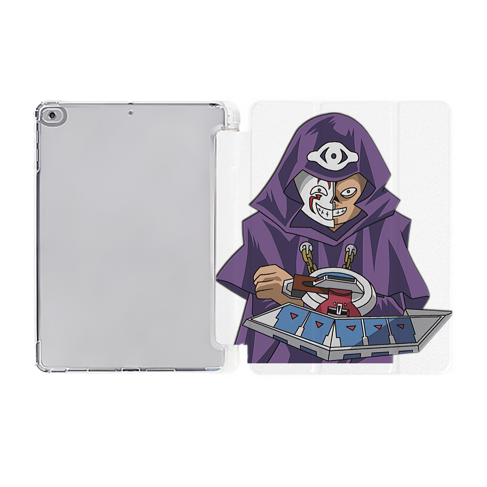 （画像用） 遊☆戯☆王 Yu-Gi-Oh! IPad ケース ペン収納付き 三つ折りスタンド PUレザー×シリコン 対応機種9.5/10.5/10.9インチ
